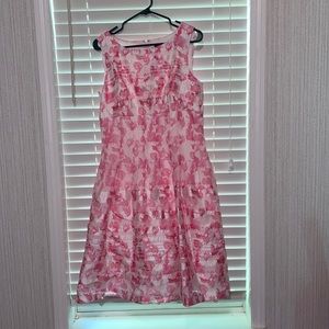 Leslie Fay Floral Pink and White Sleeveless Dress